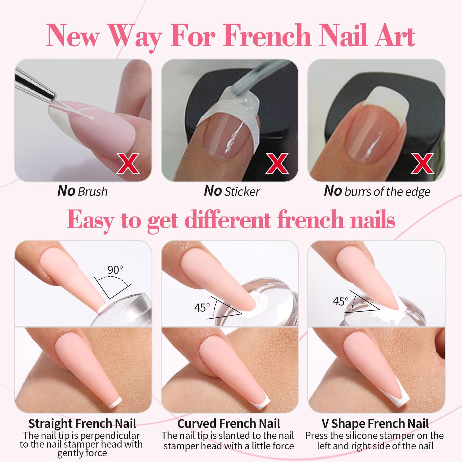 French Manicure Kit, Nail Stamper and 2Pcs Gel Nail Polish, Include Jelly Milky