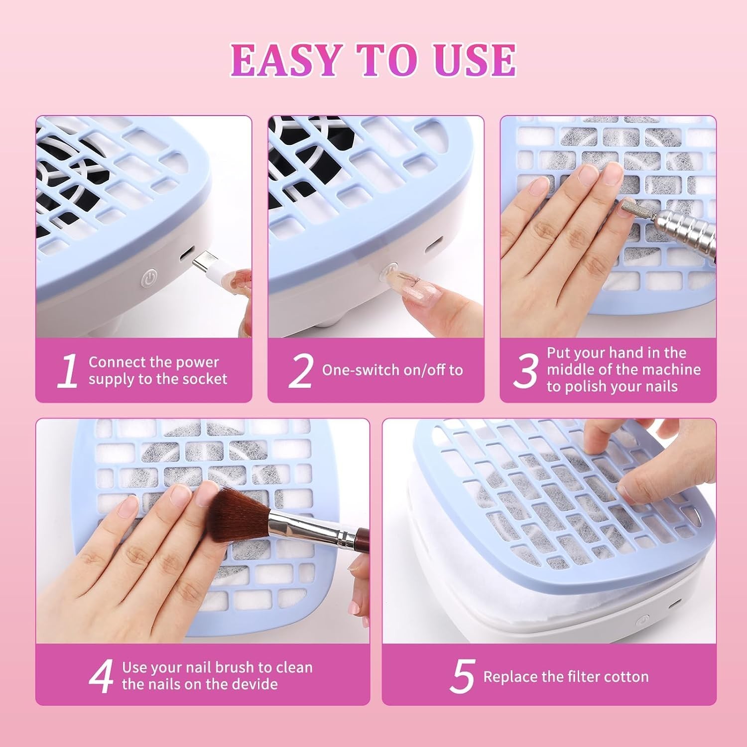 Nail Fan Dust Collector – Lightweight, Powerful & Ideal for Nail Art Enthusiasts