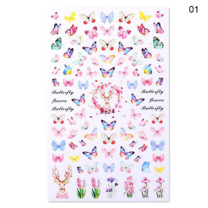 3D Nail Stickers Decals Valentine Rose Kiss Love Flower For Nails Decoration NS3