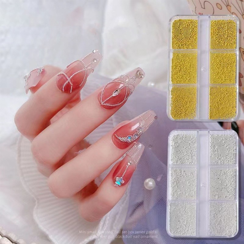 6 Grids Nail Art Tiny Steel Caviar Ball Studs Beads Jewelry Manicure Decoration