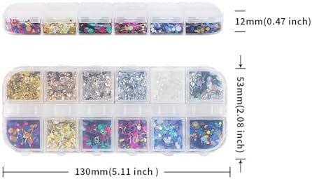 12 Grids Polka Dot Round Sequins Mixed with Colorful Nail Art Glitter Kit – Colo