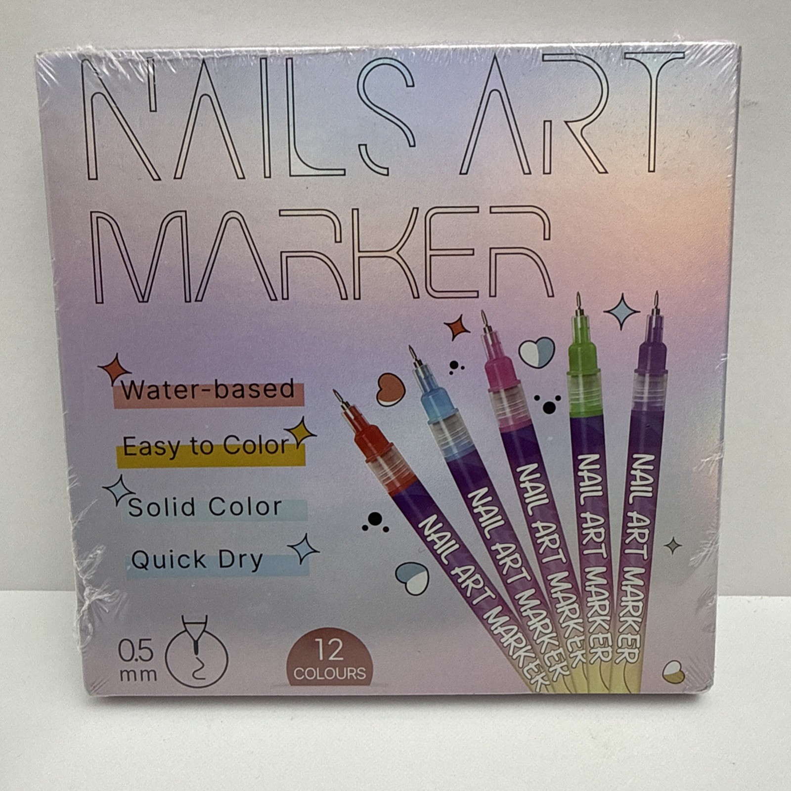 12Pcs Nail Art Pen Marker Set 0.5mm Extra Fine Tip Graffiti Drawing Embellishing