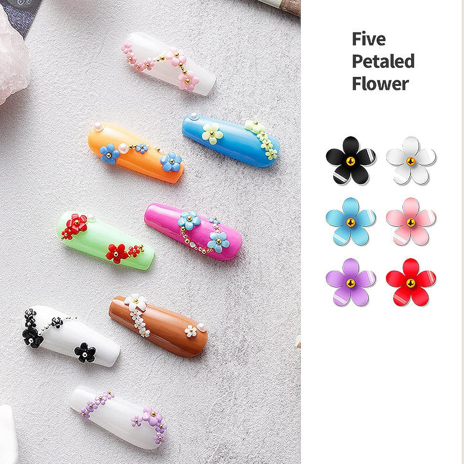 Encantos de uñas de flores de colores 3D