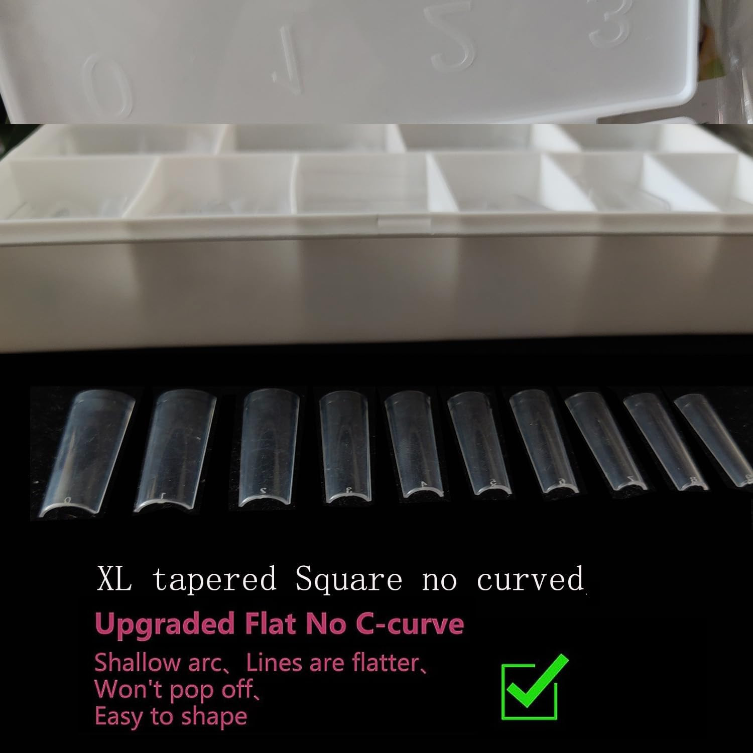 Puntas De Uñas Unas Cuadradas Conicas XL Sin Curva C 500 Piezas De Puntas Nueva