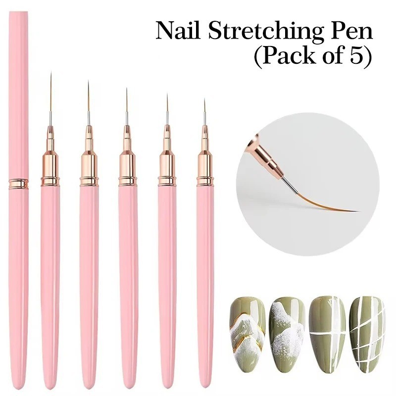 5pcs Nail Art Liner Brush Set UV Gel Painting Drawing Pen Manicure Tools