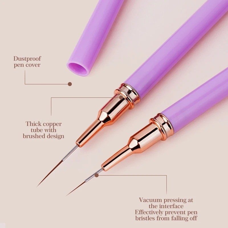 5pcs Nail Art Liner Brush Set UV Gel Painting Drawing Pen Manicure Tools