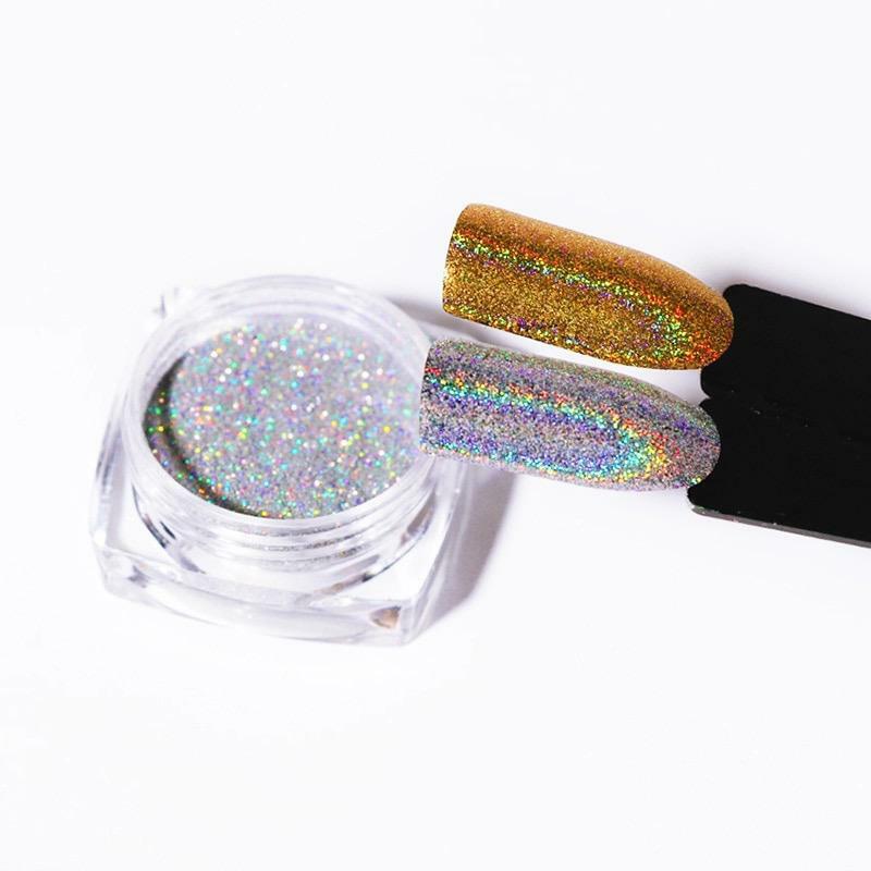 1g Laser Gold Silver Holographic Shiny Chrome Effect Powder Mirror Nail Glitter