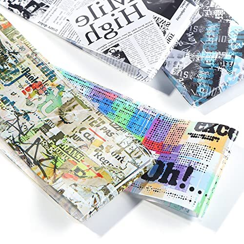 Holographic Nail Foil Transfer Stickers Decals, Funny Nail Polish Newspaper