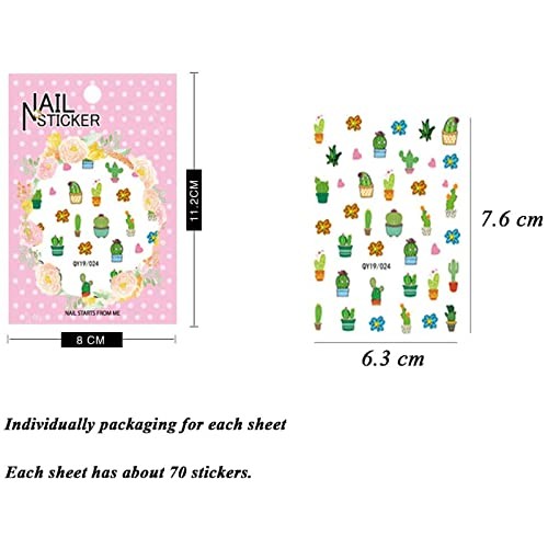 Nail Stickers for Women and Little Girls – 12 Sheets 3D Self-Adhesive 12 Pack