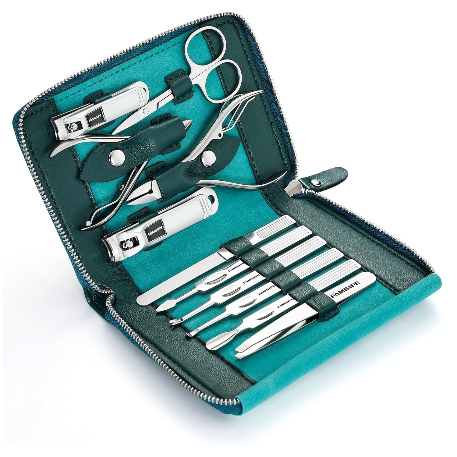 Professional 11-Piece Nail Kit with Stainless Steel Clippers and Travel Case