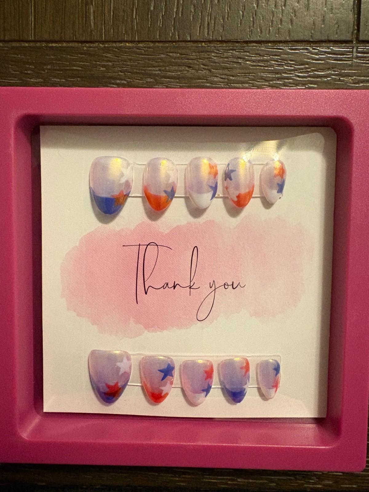 Premium Hand Painted Press on Gel Acrylic Nails Red White and Blue