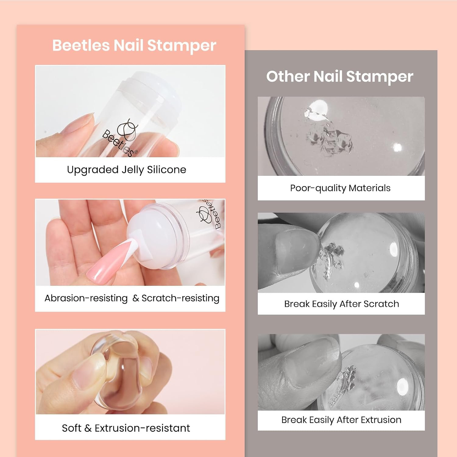 Nail Stamp French Tip Tool 4Pcs Short Clear Silicone Nails Stamping | and Long F