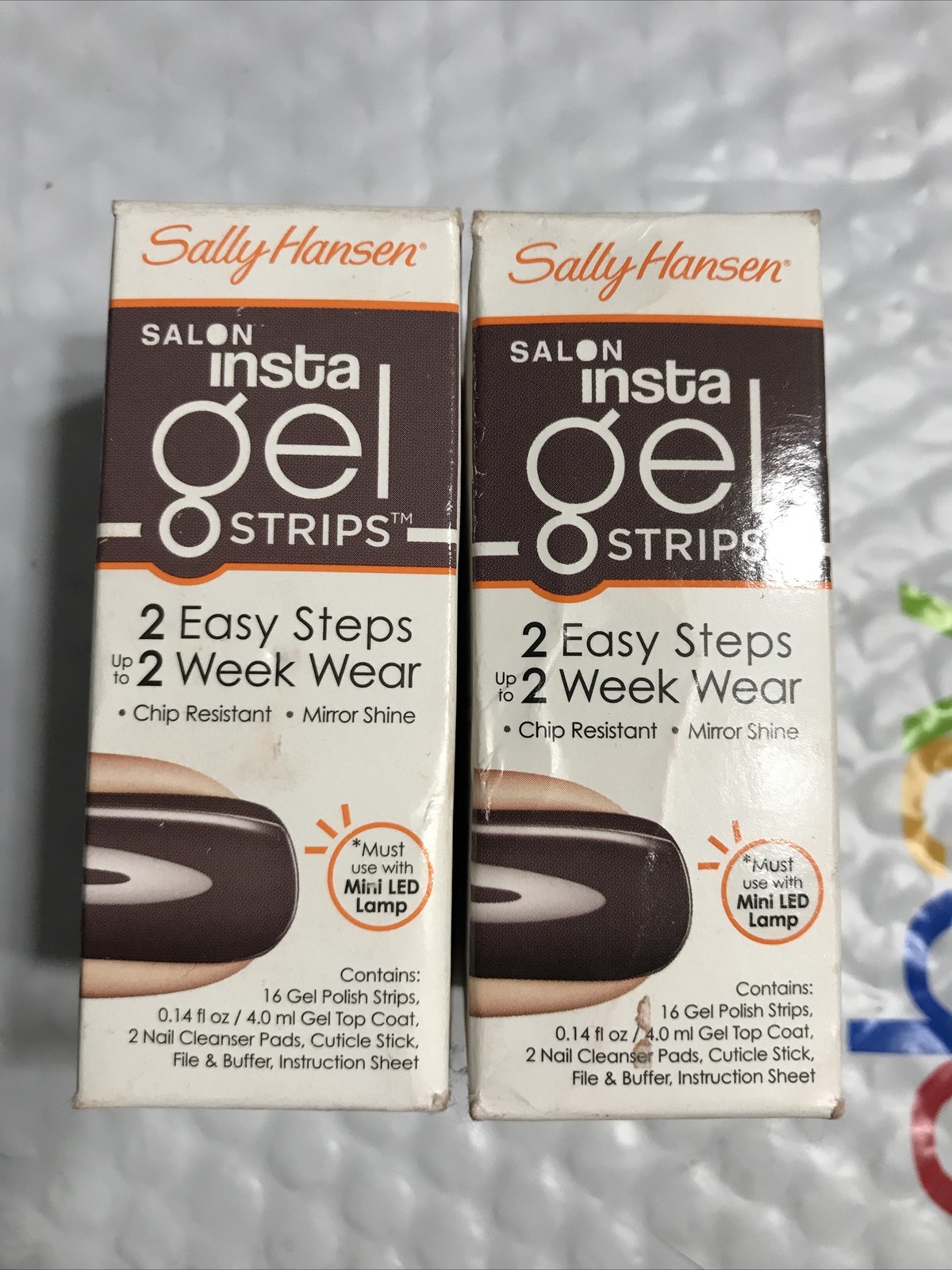 2 Box Lot SALLY HANSEN Salon Insta Gel Strips 210 COMMANDER IN CHIC unsealed NIB