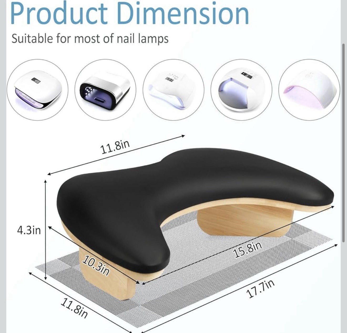 Hand Rest for Nails Tech, U Shaped Arm Rest for Nails Tech with Nail Table Mat..