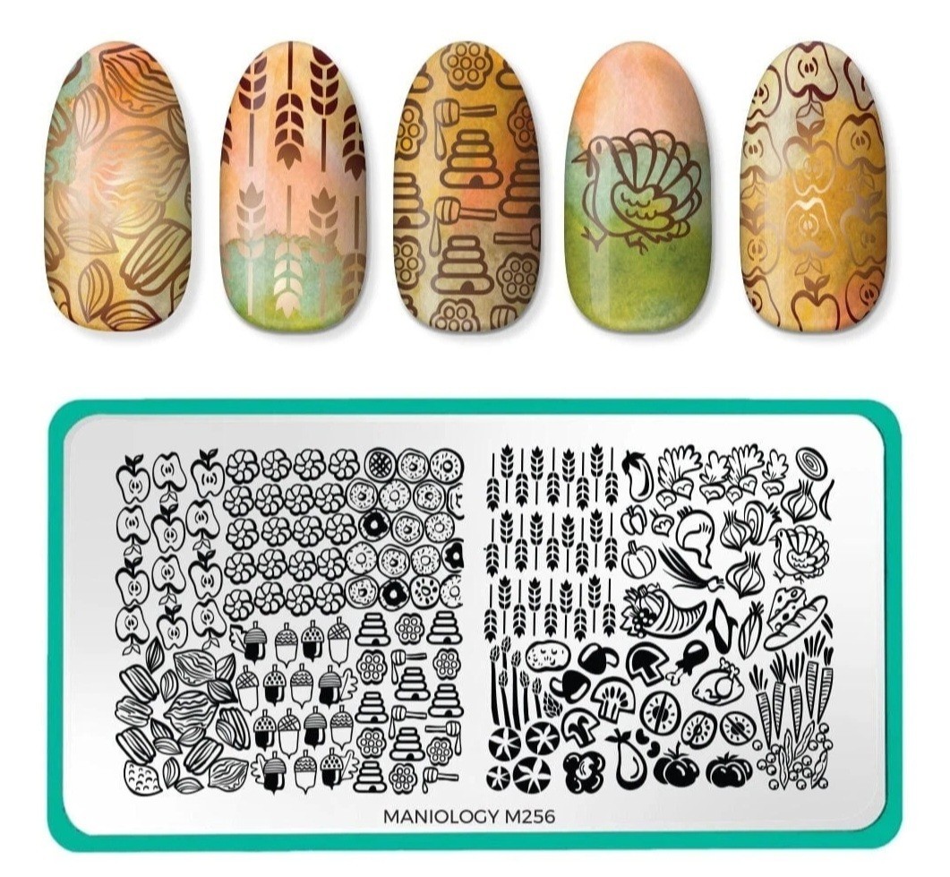 M256 Maniology Fall Corn Crop Vegetables Food Bees Honey Nail Stamping Plate
