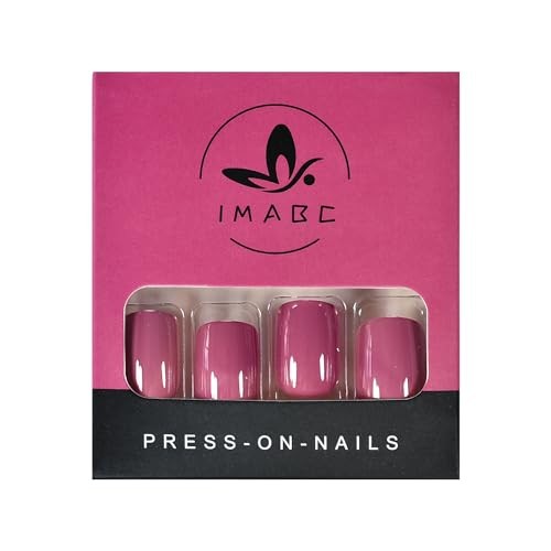Rose Pink Press On Nails – Square Short False Nails for Women & Girls