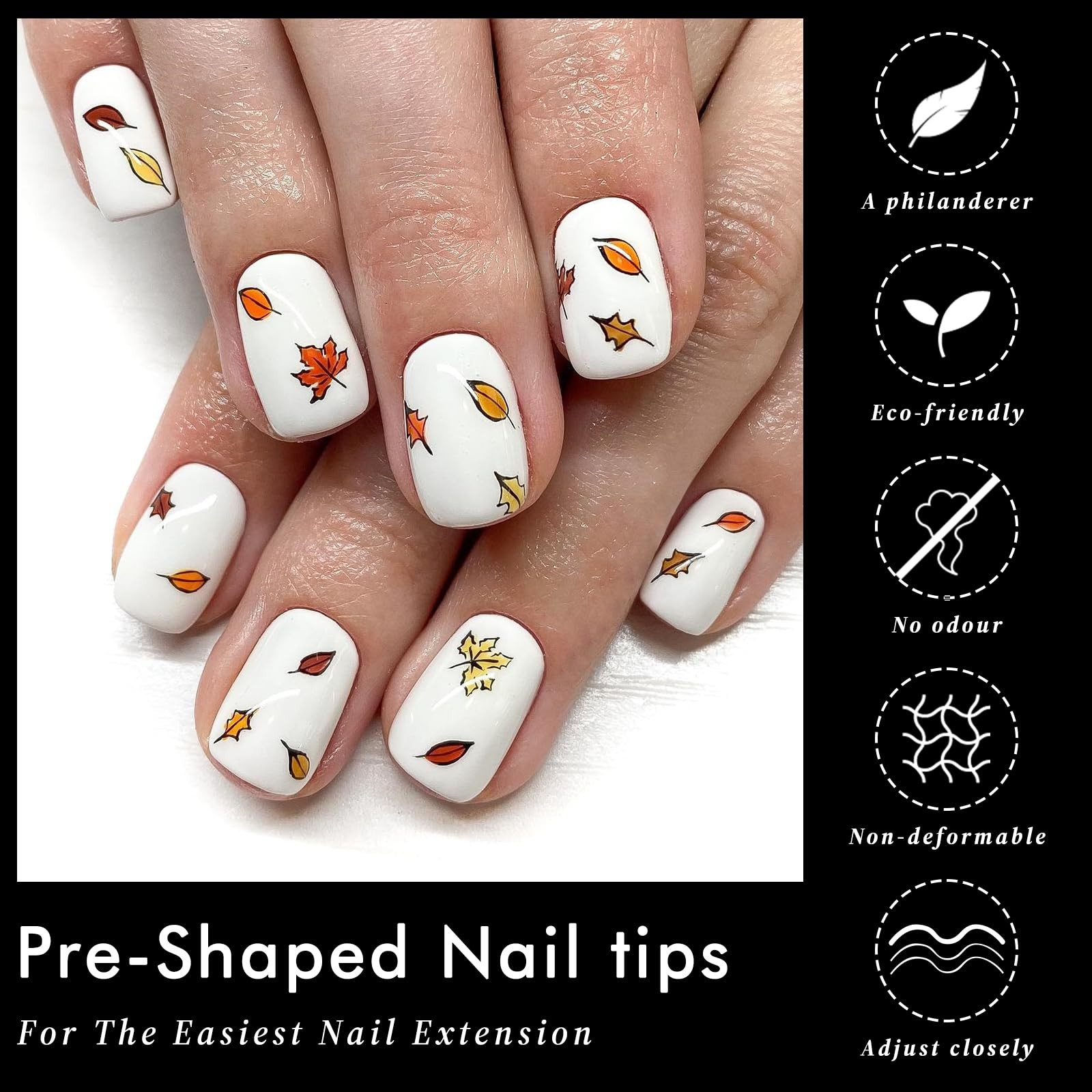 AddFavor 300pcs Square Nail Tips Short Fake Nails, Round Soft Nail Tips Squar…