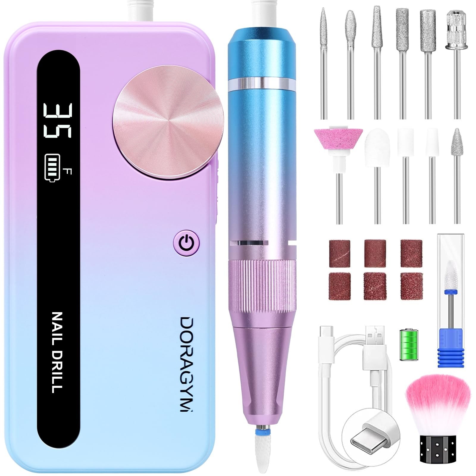 Nail Drill Professional, 35000RPM Electric Nail File Rechargeable, Portable N…