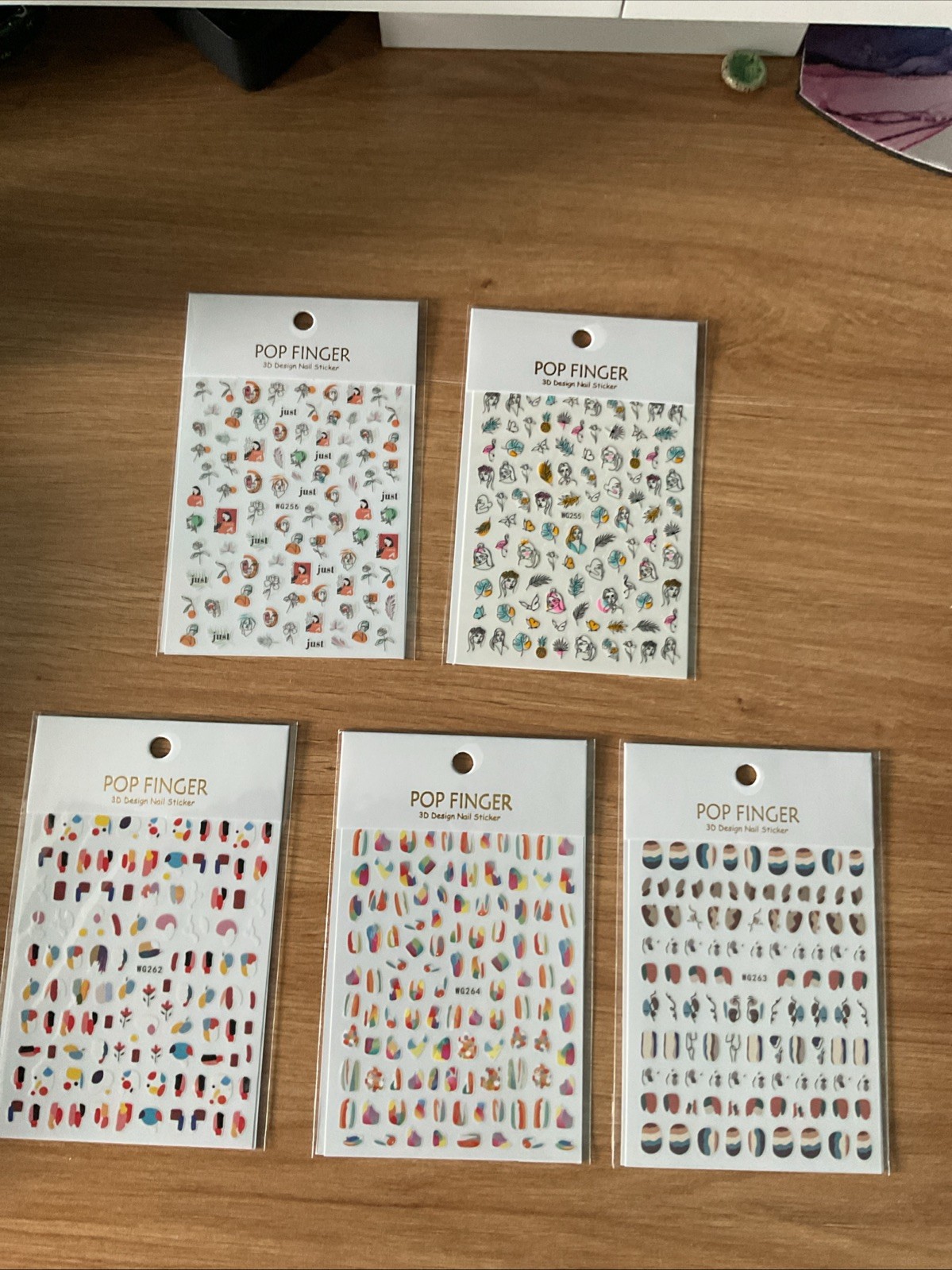 Set Of 5 Nail Design Stickers Brand New In Package Pop Finger Brand