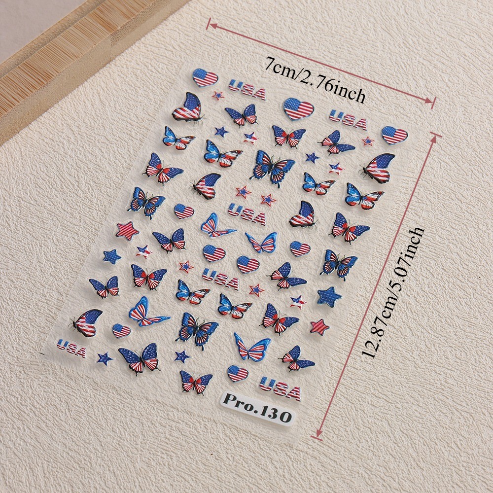 4th of July DIY Nail Stickers Independence Day Nail Art 3D American Flag Sticker