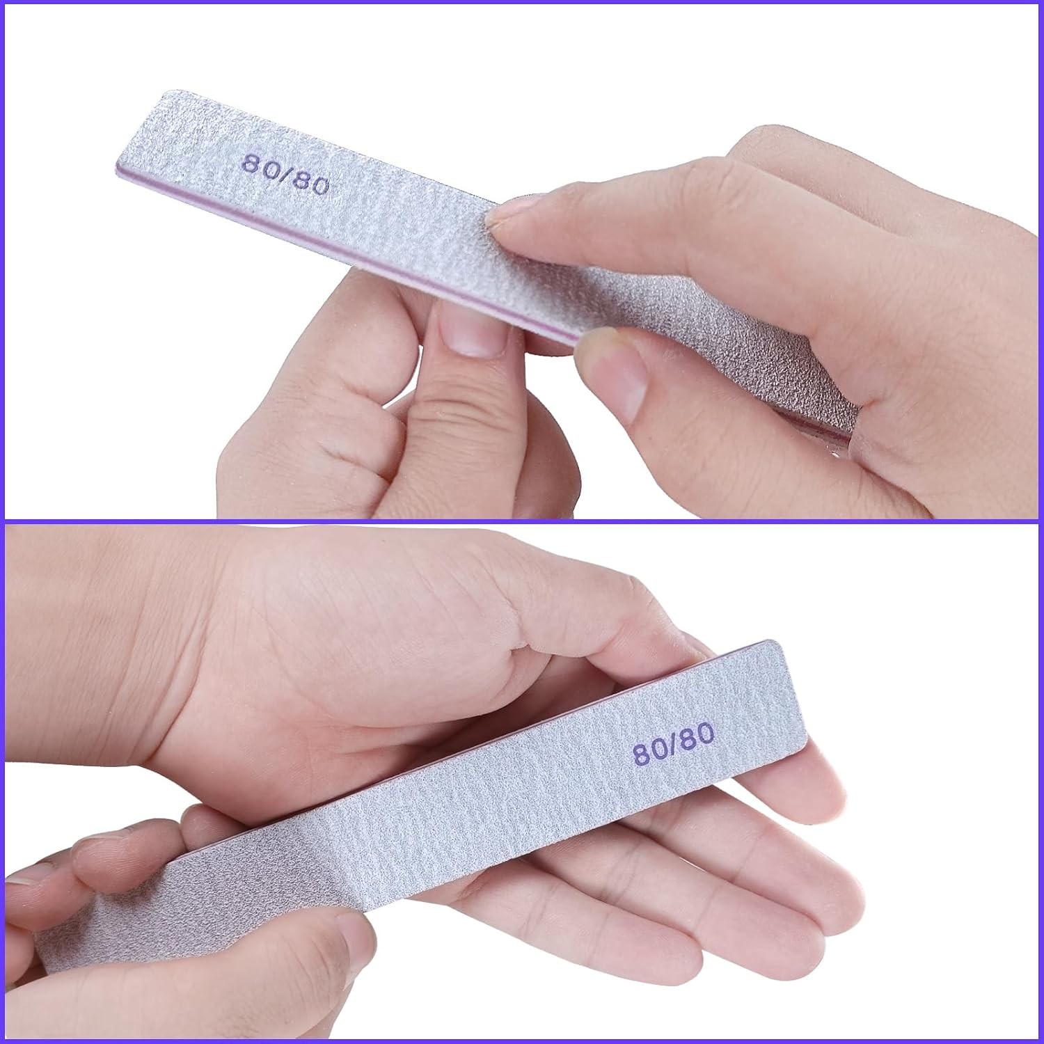 80/80 Grit Nail Files, Heavy Coarse Emery Boards for Acrylic Nails and l