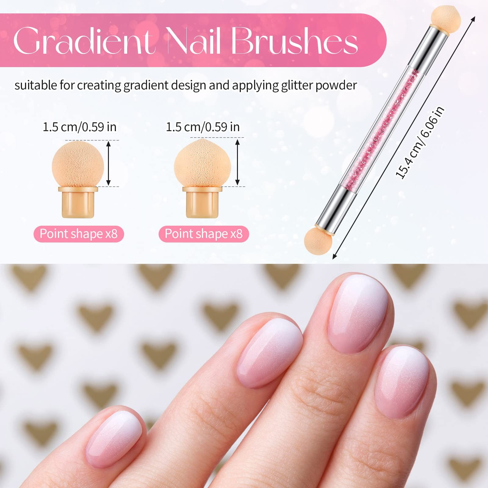 4 Pcs UV Gradient Sponges Pens with 16 Pcs Head Nail Sponges for Ombre Double…