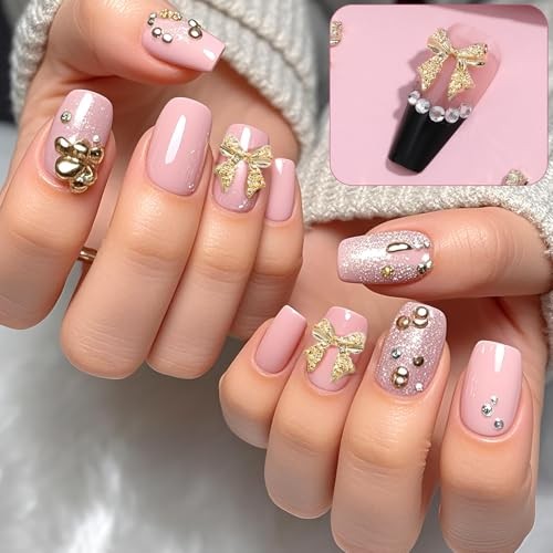 Pcs Gold Bow Nail Charms, 3D Alloy Nail Art Charms Plating Charm for Nails 20