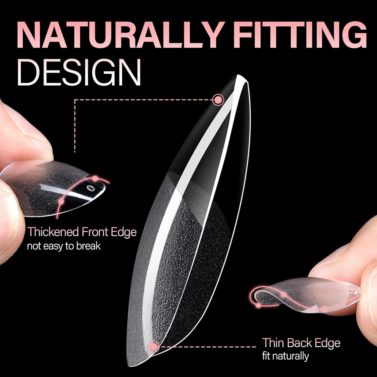 Short Almond Nail Tips Pre-Shaped Acrylic Nail Tips Half Matte Full Cover Nails