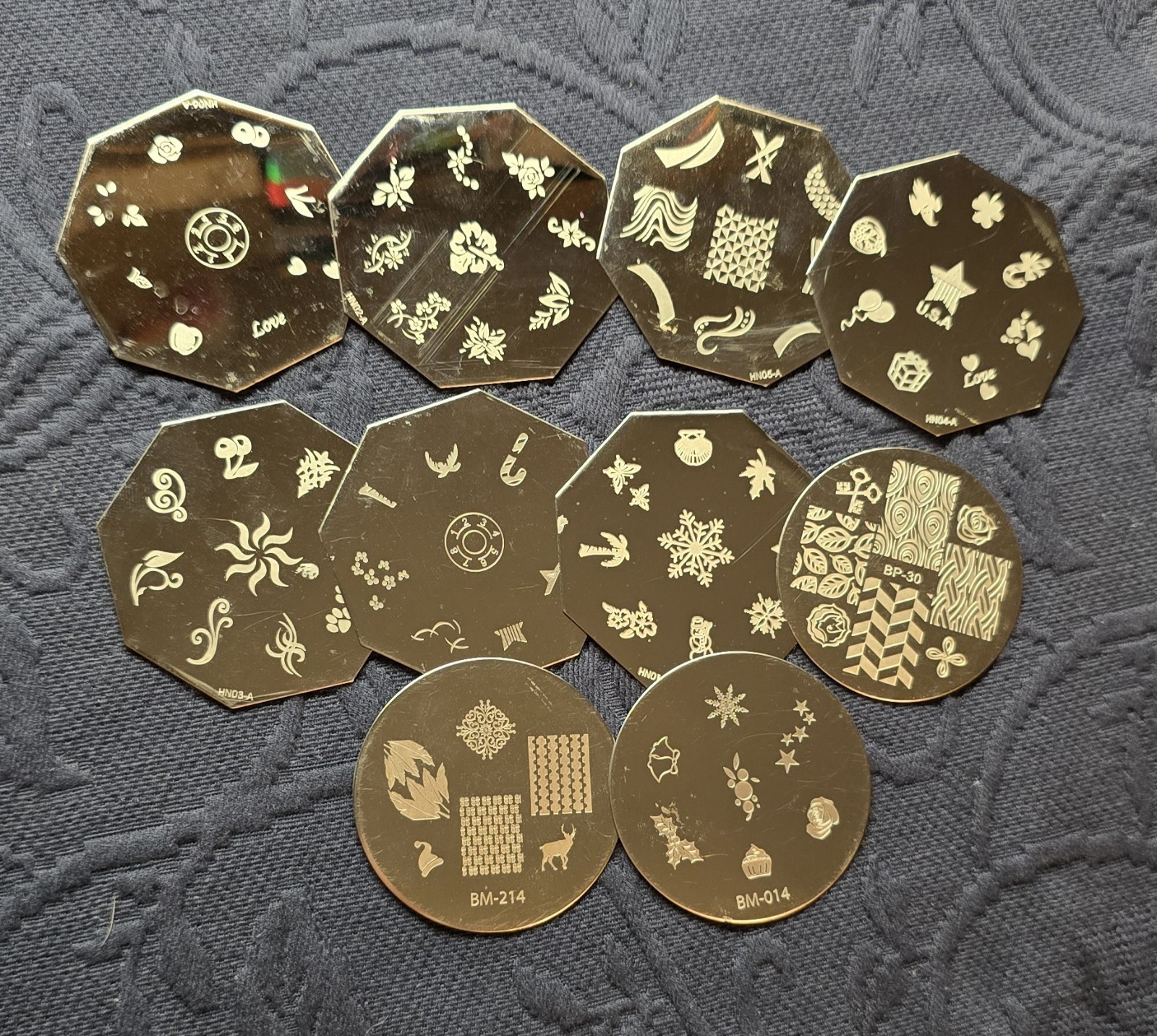 Bundle Monster BM LOT Nail Stamp Plates Floral Peacock Holiday Swirl Birthday