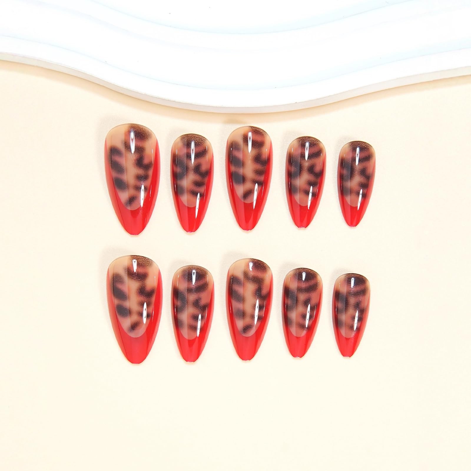 MISUD Press on Nails – Medium Almond 0.04 Fl Oz (Pack of 24), 06501-05Red