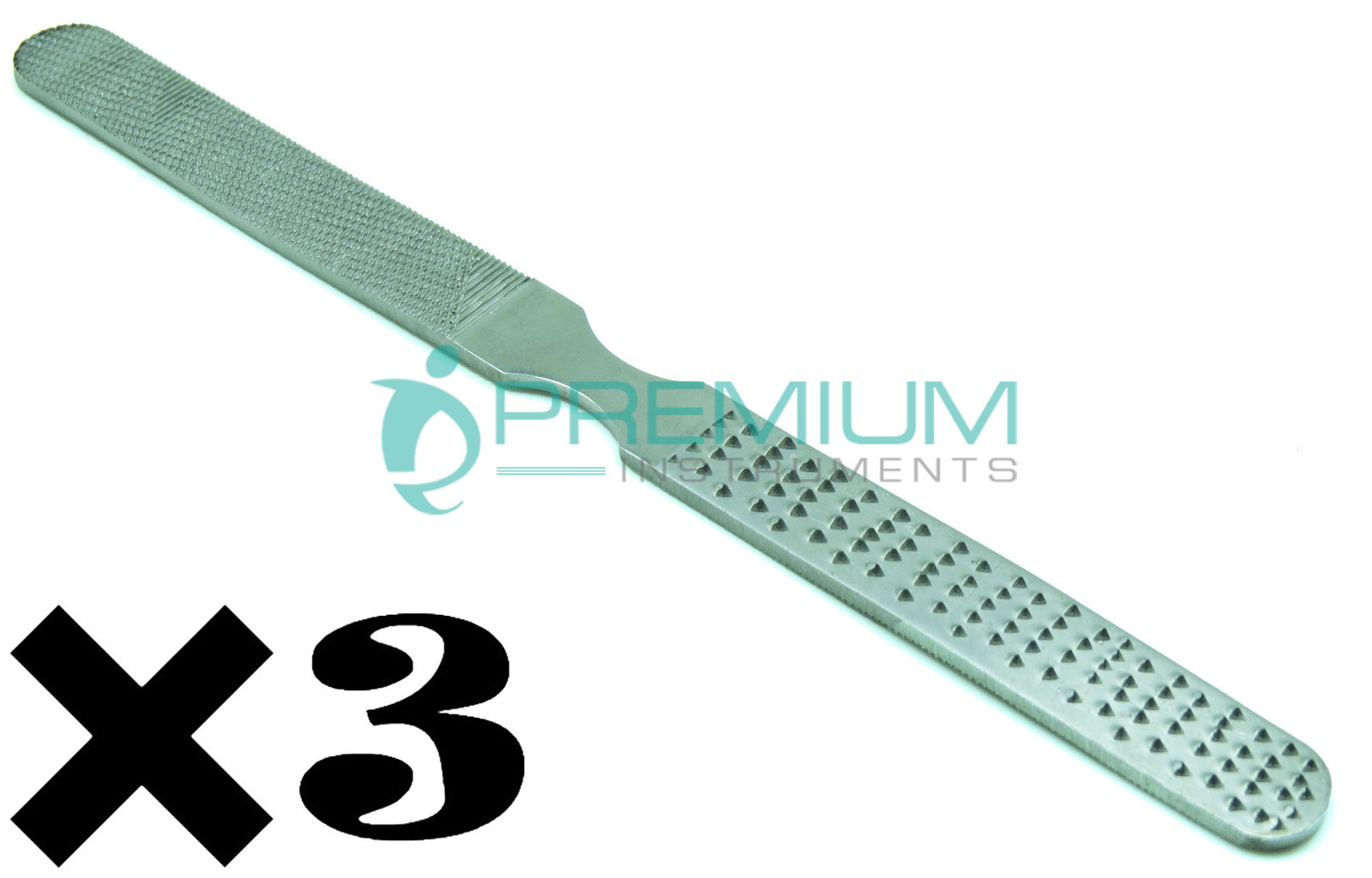 3× Foot Nail File 4 Sided 6″ Stainless Steel PREMIUM INSTRUMENTS