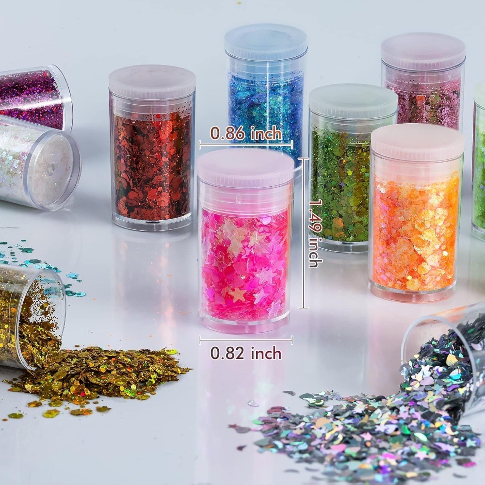 Multicolored Chunky and Fine Glitter Mix with Sequins Cosmetic Glitter for Nails