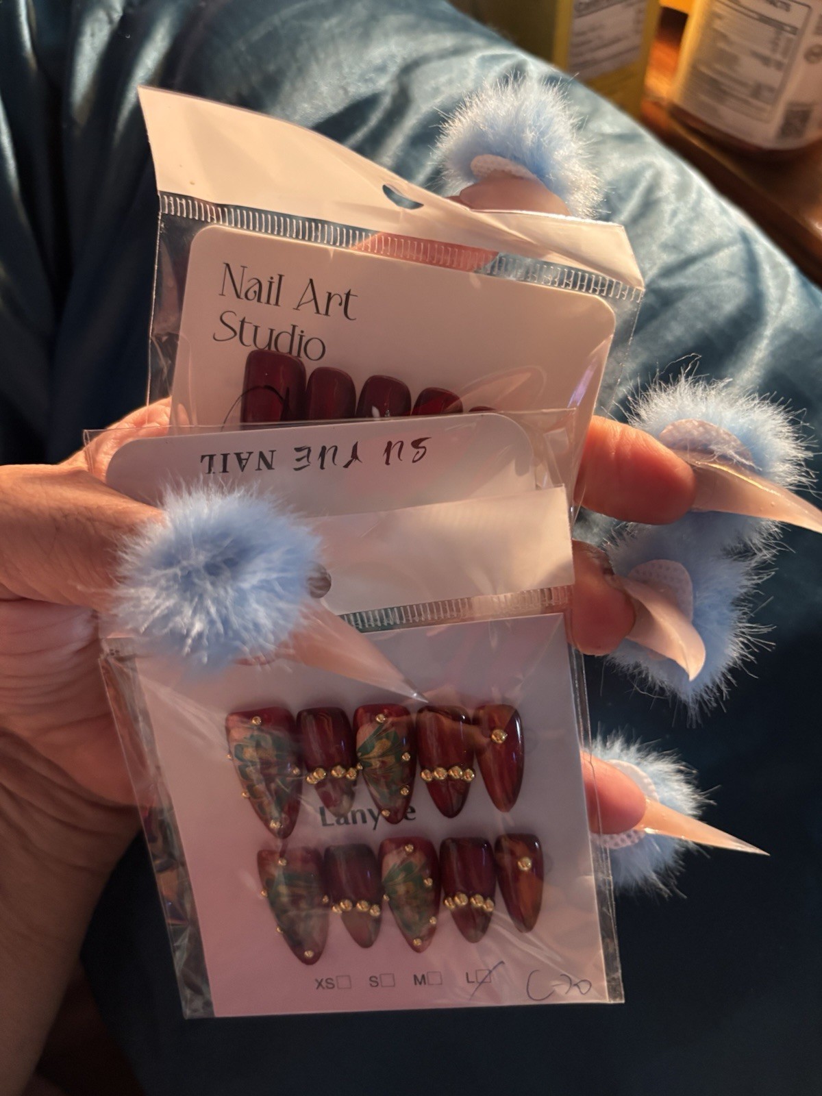 Nail Art Studio Pink 3D Furry Press-On Nails Long Stiletto medium