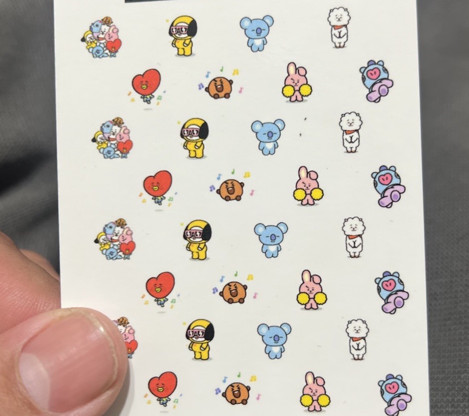 Nail Decals Kpop BTS Shook Mang Koya Cooky Chimmy Rj Water Slide Decals