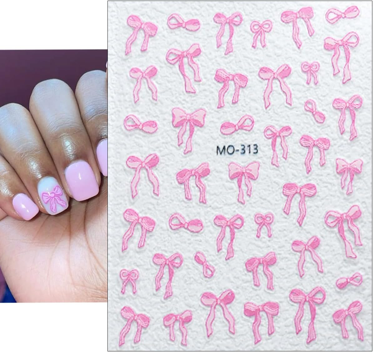 3Sheets 5D Embossed Bow Nail Stickers for Nail Art Self-Adhesive Bow Nail Decals