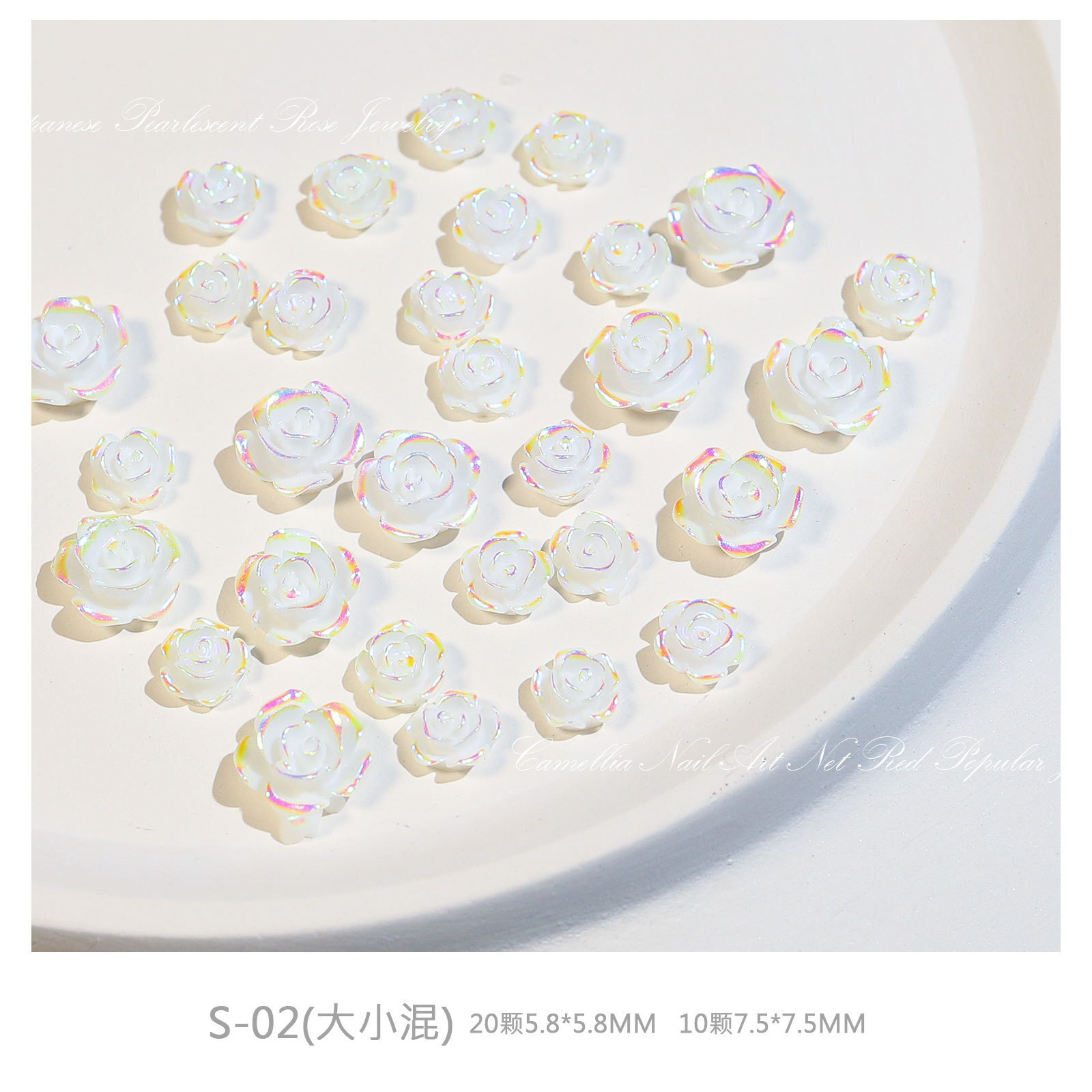20pcs/bag DIY 3D Aurora Camellia Nail Art Flowers Decor Charm Nails Accessories