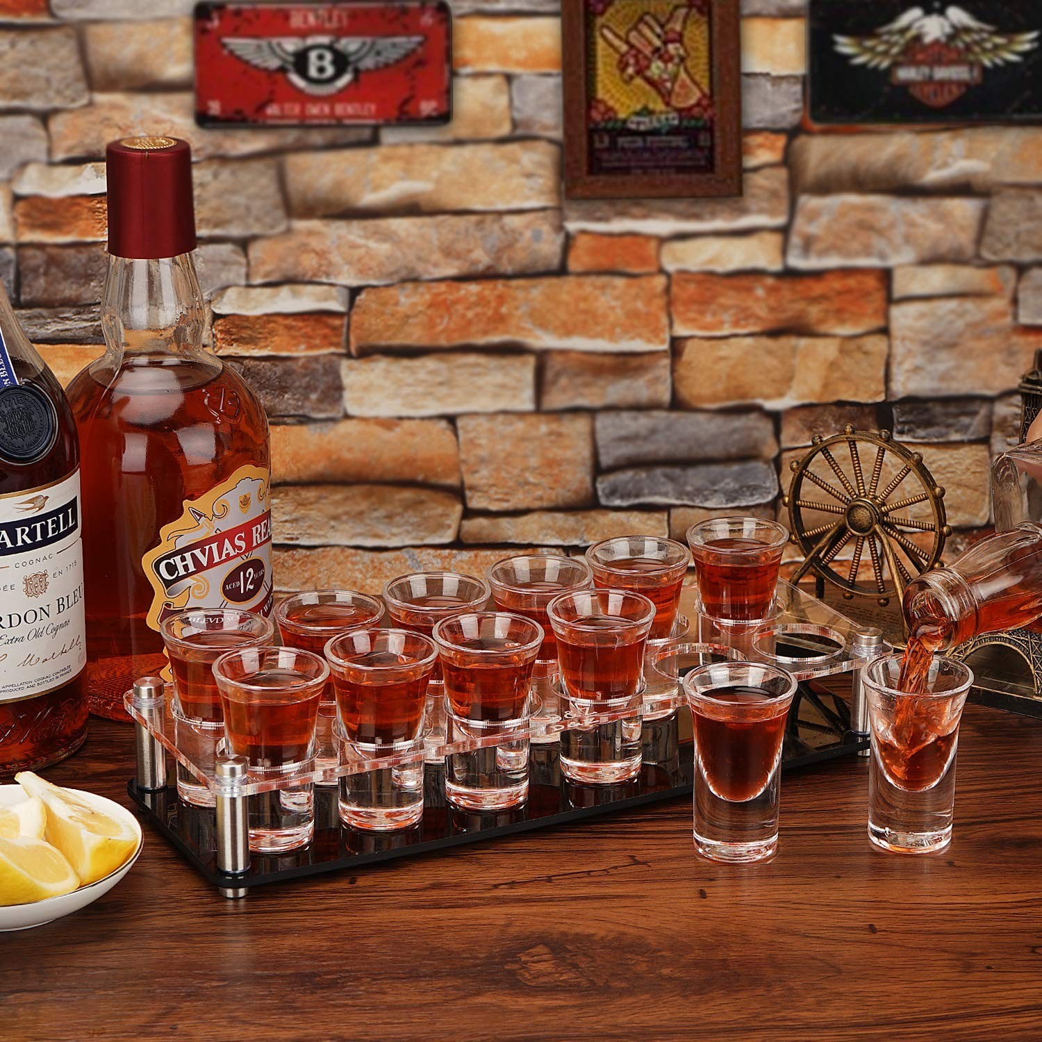 D&Z 1 Ounce Shot Glass Set with Tray, 12 Shot Glasses for Tequila/Vodka/Whisk…