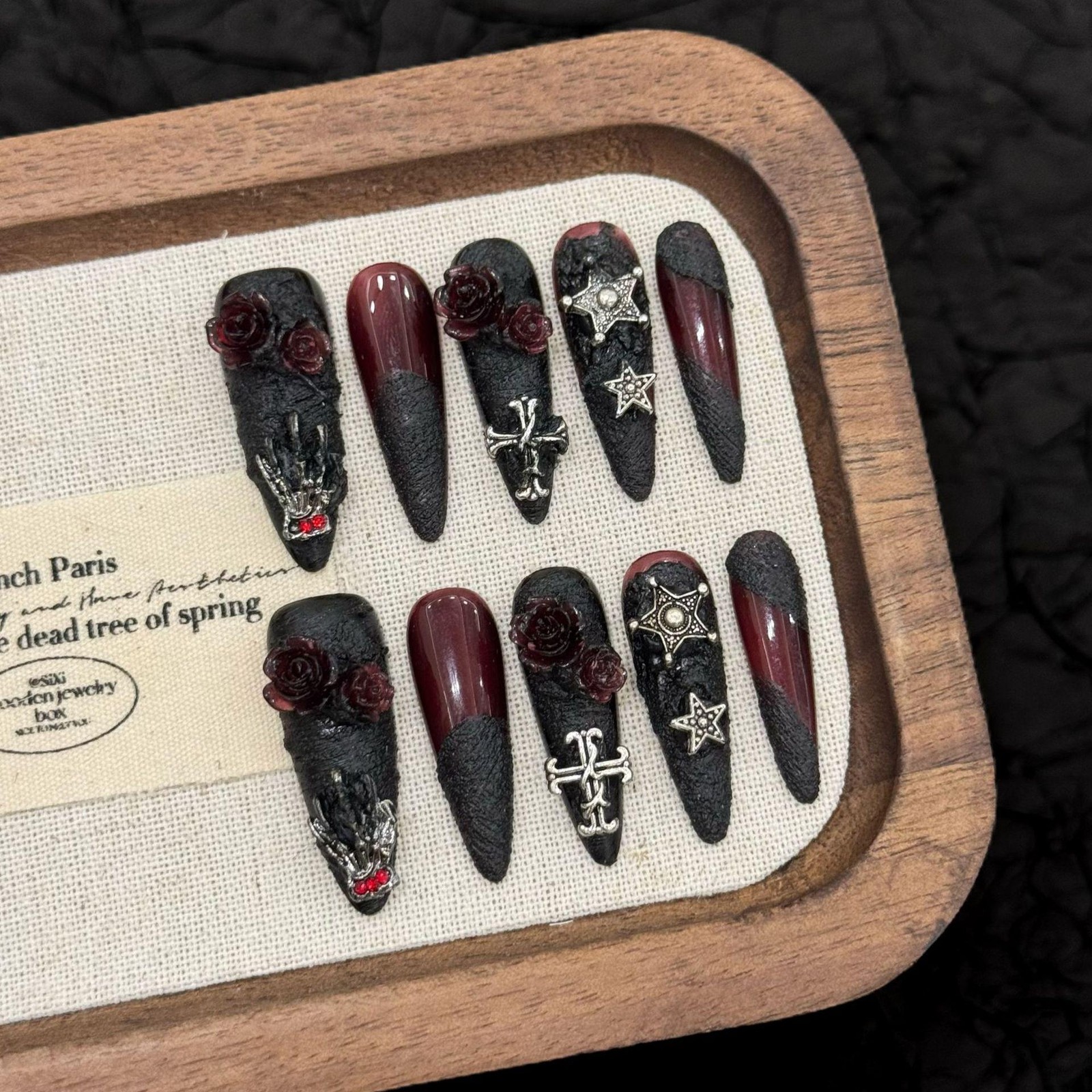 Handmade Halloween Funny 3D Skull Cartoon Ghost Face Fake Nail Press On Nail Set