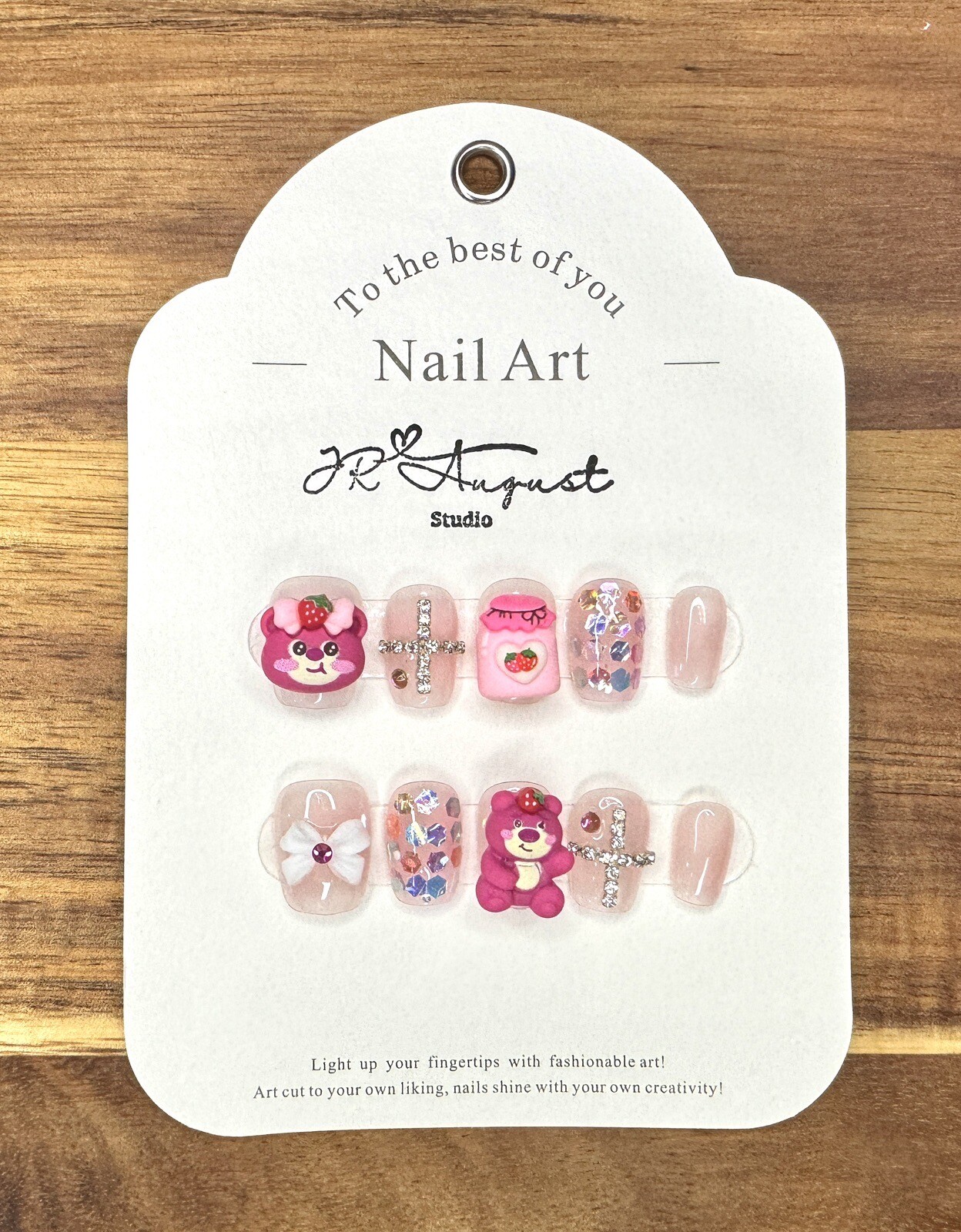 Press on nails Handmade Lotso with diamond cross Cute pink round short XS S M L
