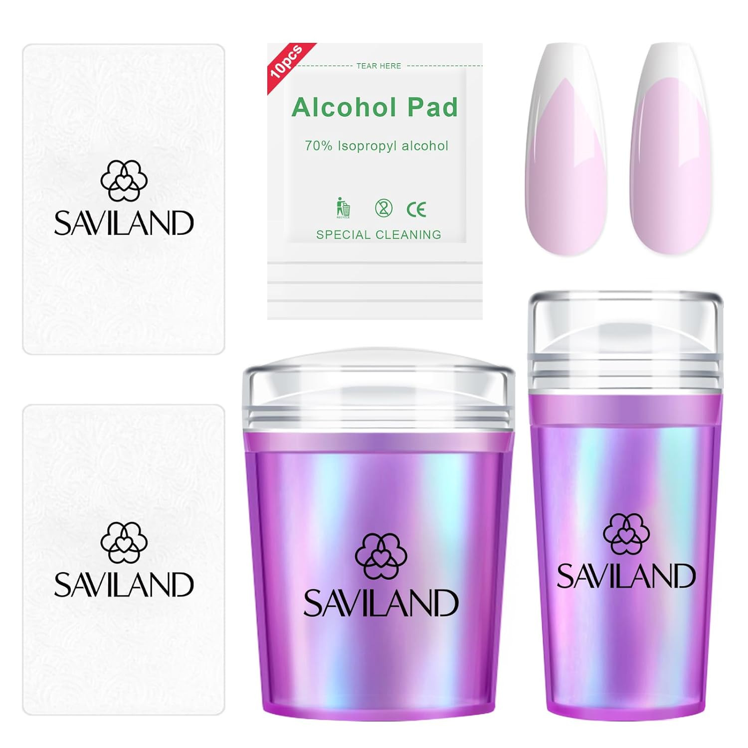 French Tip Nail Stamp: 4PCS Nail Art Stamper Kit Clear Silicone Nails Stamping L