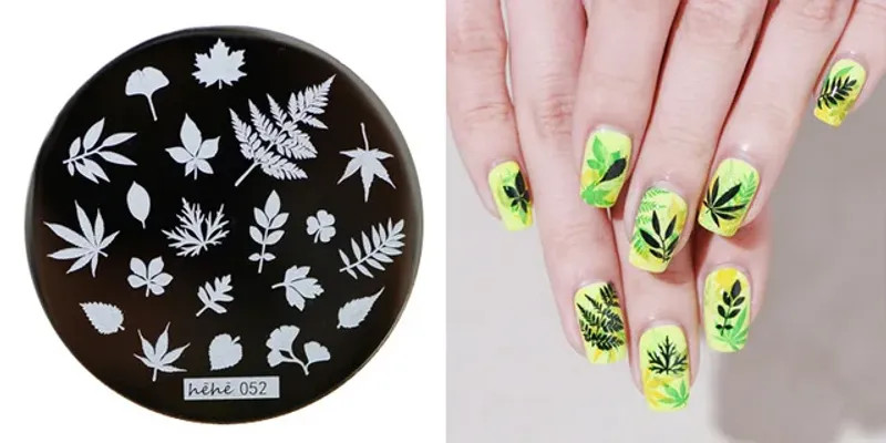 beautiful Nail Stamping Plates Autumn Winter Leaves Design Polish Stencil Nail