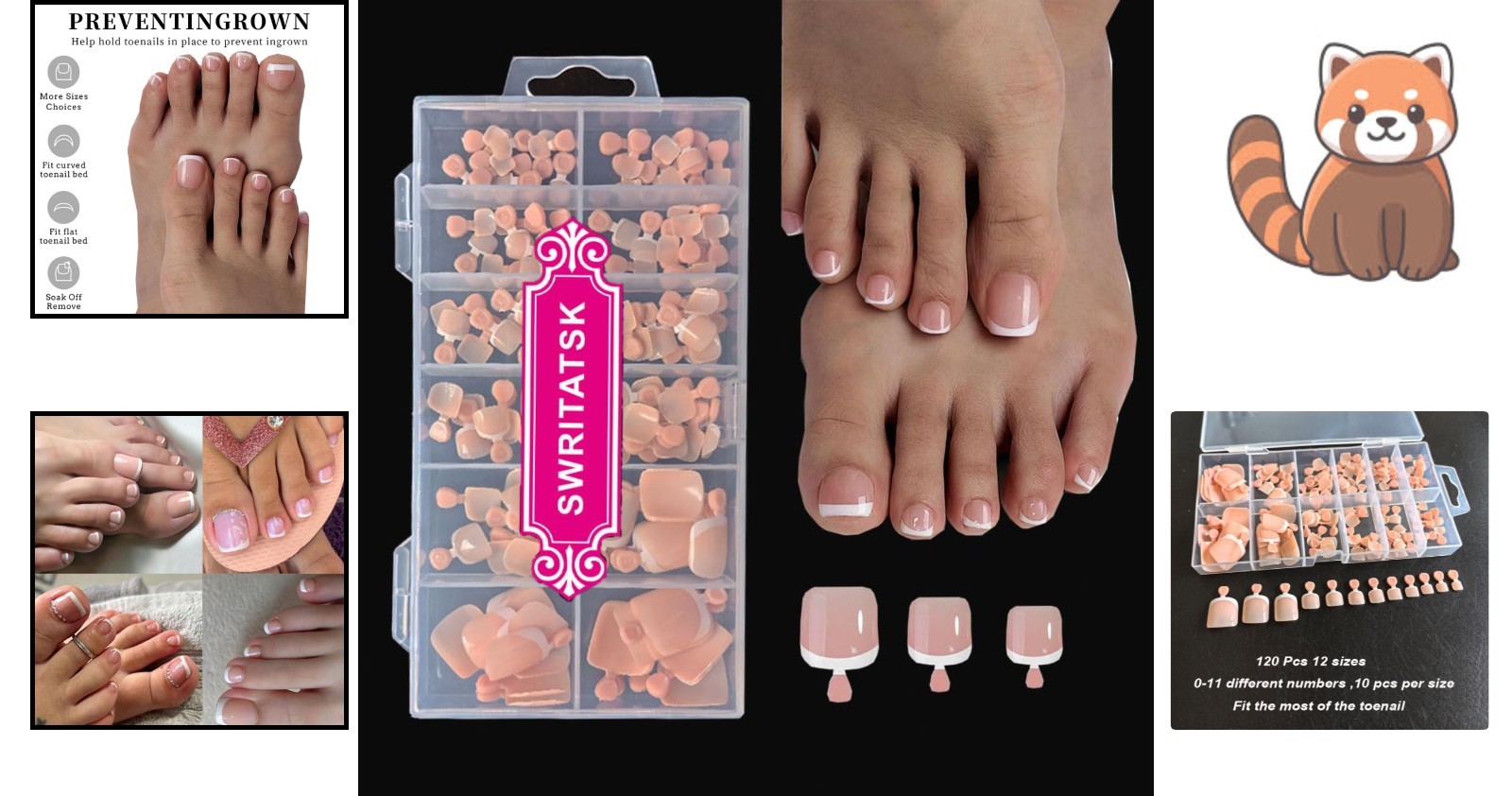 Nude French Press On Toenails – 120 Pcs Square Tips for Lasting Elegance