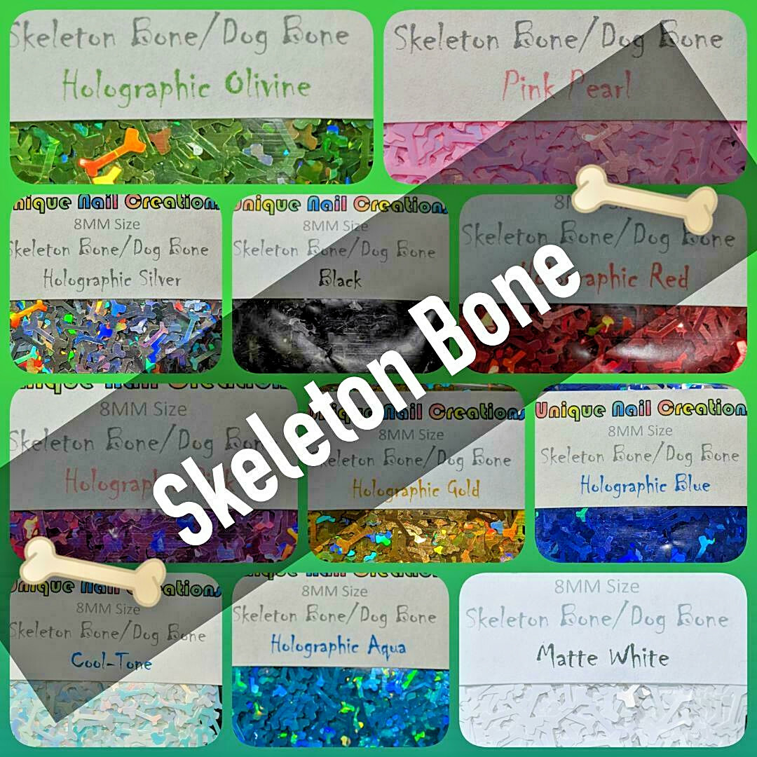 SKELETON BONE SHAPE GLITTER~Nail•Acrylic•Gel•Body Art•Face•Festival