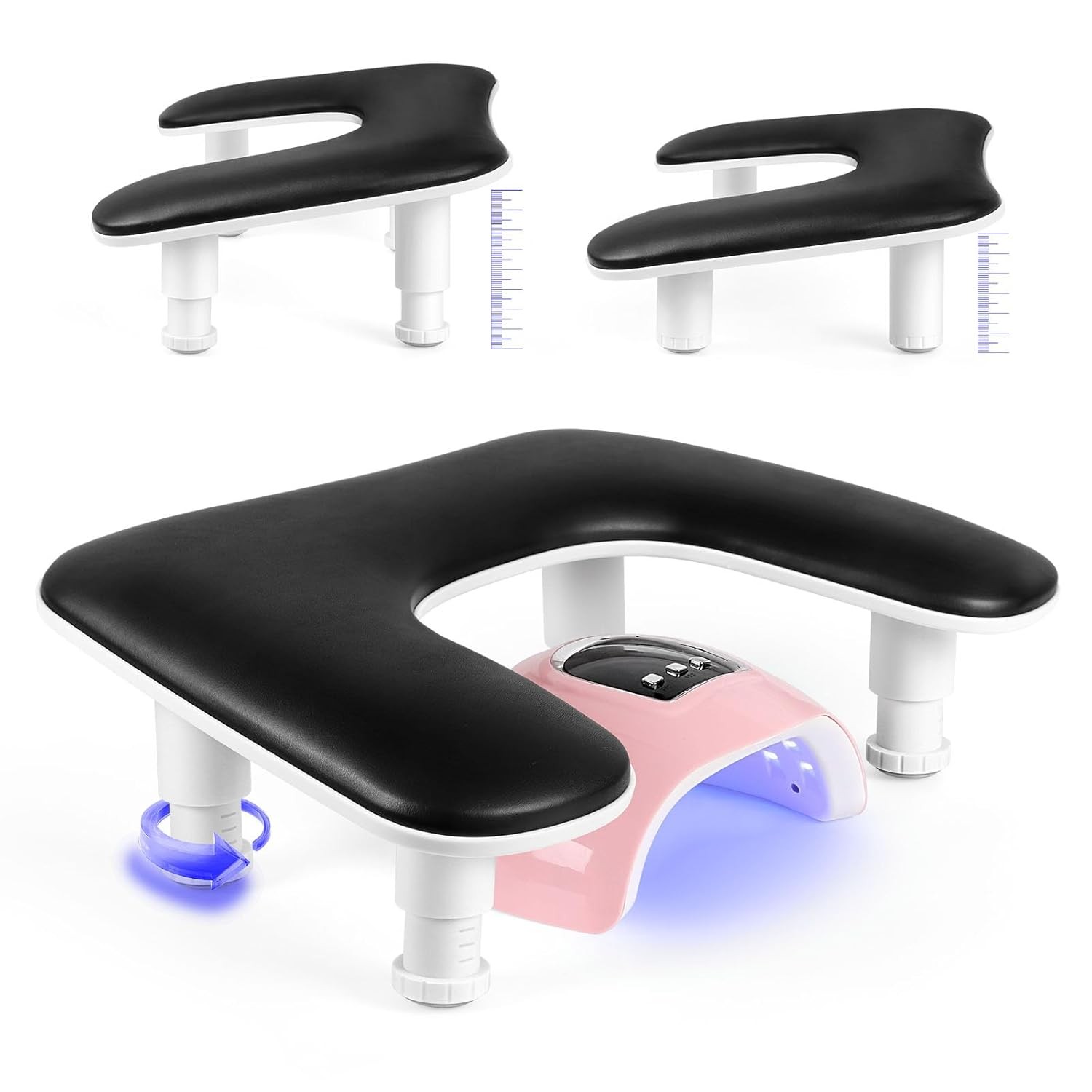 Manicure Arm Rest for Nails Tech: U-shaped Adjustable Nail Armrest – Black PU…