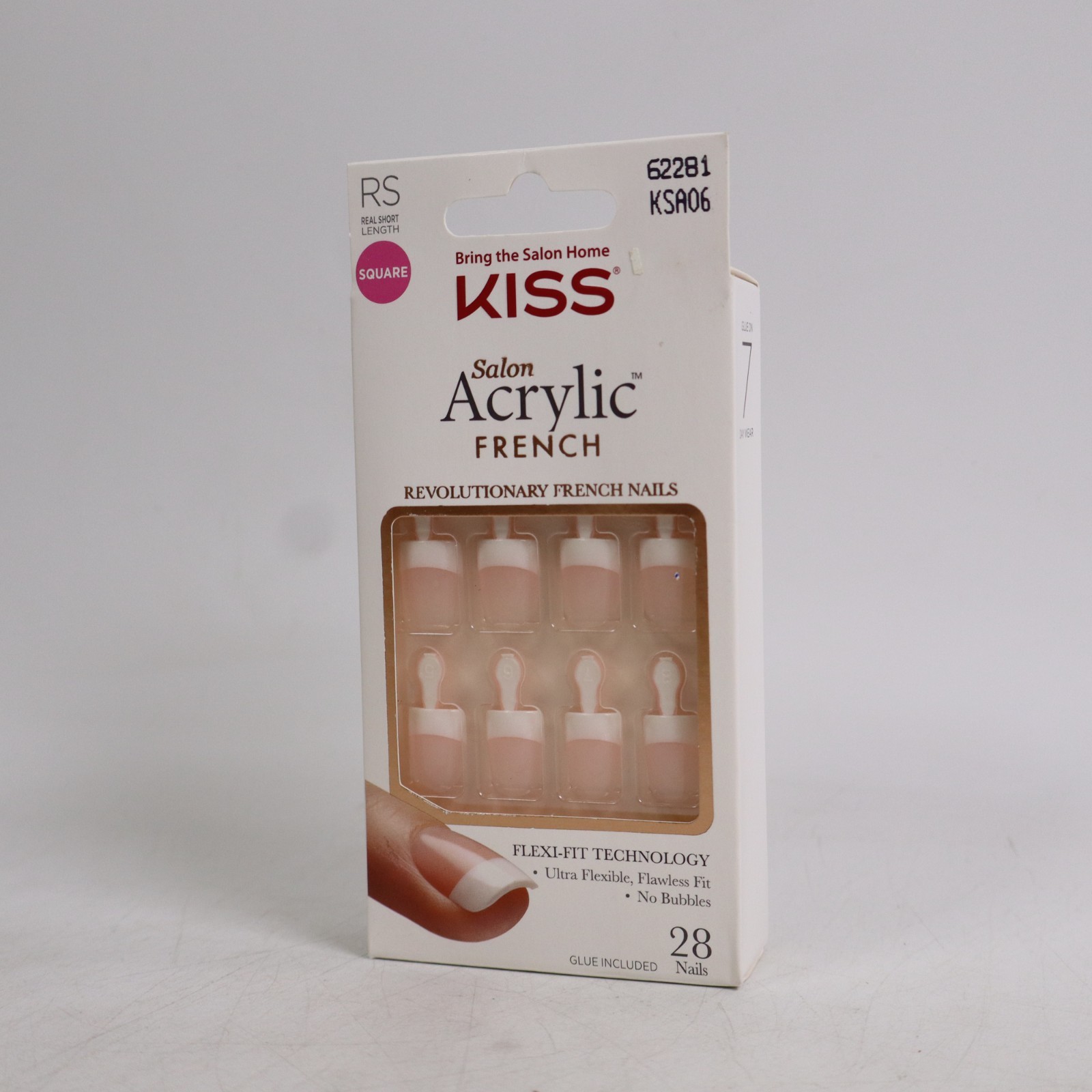 KISS Salon Acrylic French False Nails “Pet Peeve” KSA06, Real Short, 28 Ct 62281