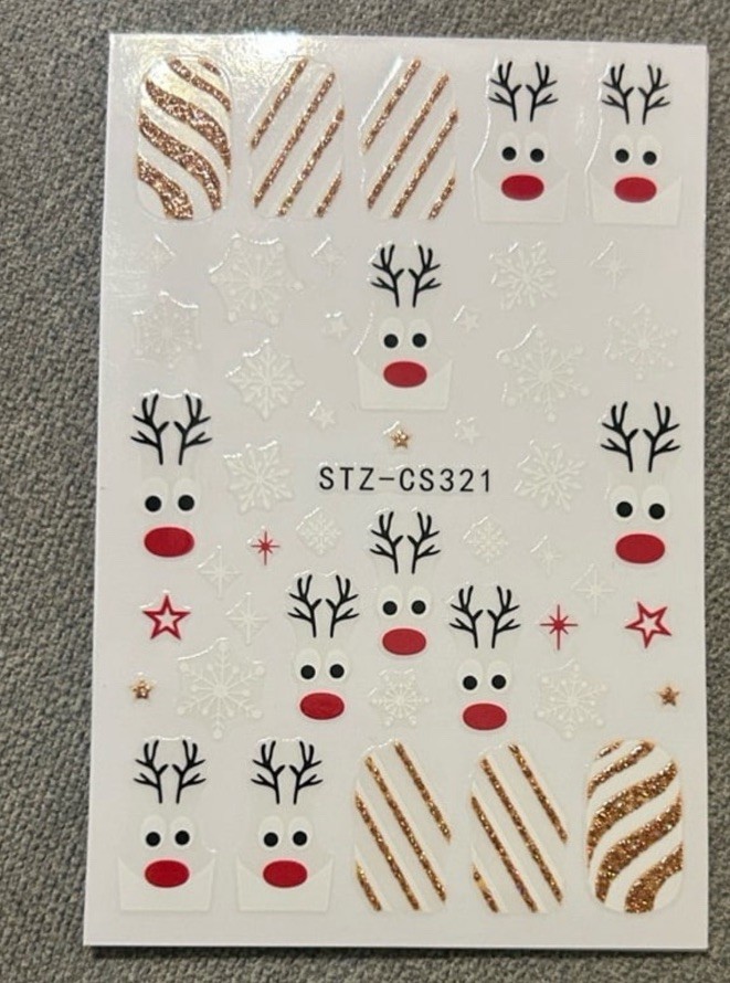 STZ Christmas Reindeer Glitter Nail Art Decor Multicolor Easy Application