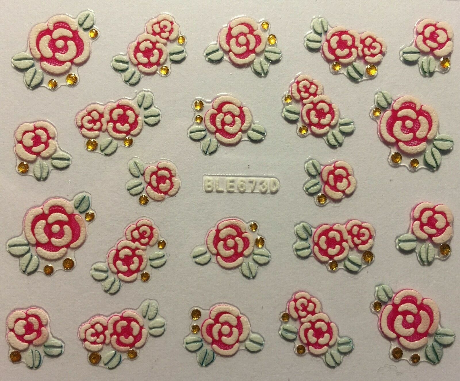 Nail Art 3D Decal Stickers Pretty Roses Rose Flowers BLE673D