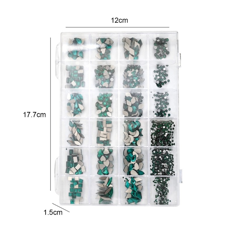 24 Grids Nail Charms Glass AB Rhinestones Nail Art Rhinestones for Nail Salon