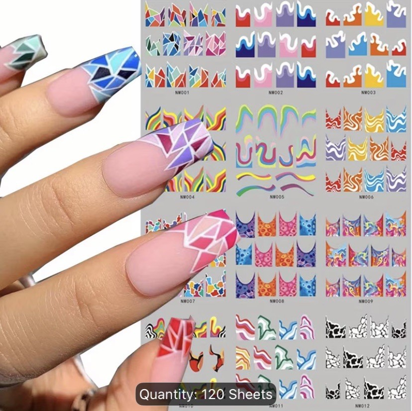 3D Nail Sticker Decal 120 Design Lot Nail Art Adhesive DIY Design Decor US Stock