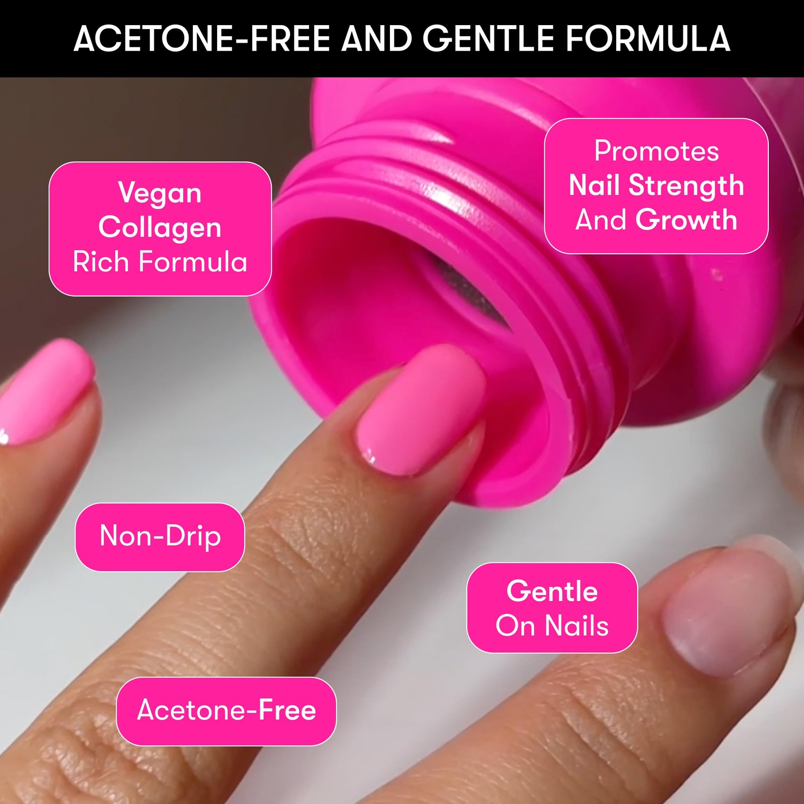 Nails Inc Acetone Free, Vegan Collagen Fueled, 1.69 Fl Oz (Pack of 1), Pink